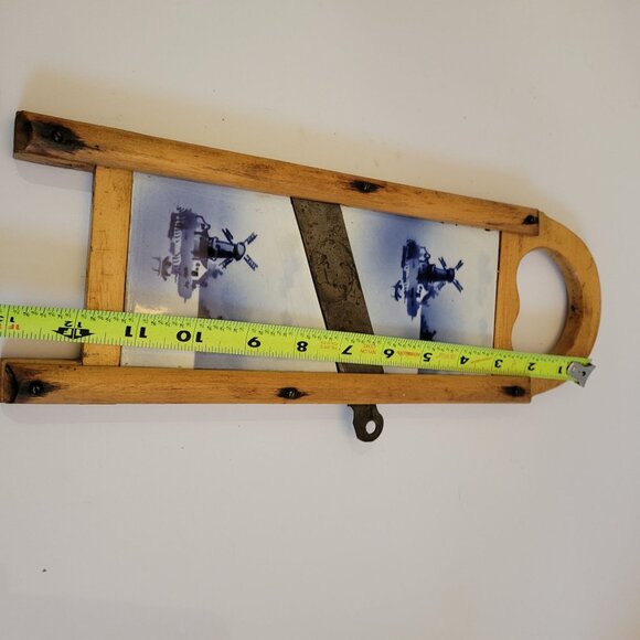 Vintage Czechoslovakian Wooden Tile Trivet Slicer Mandolin Windmill Design - Picture 6 of 7